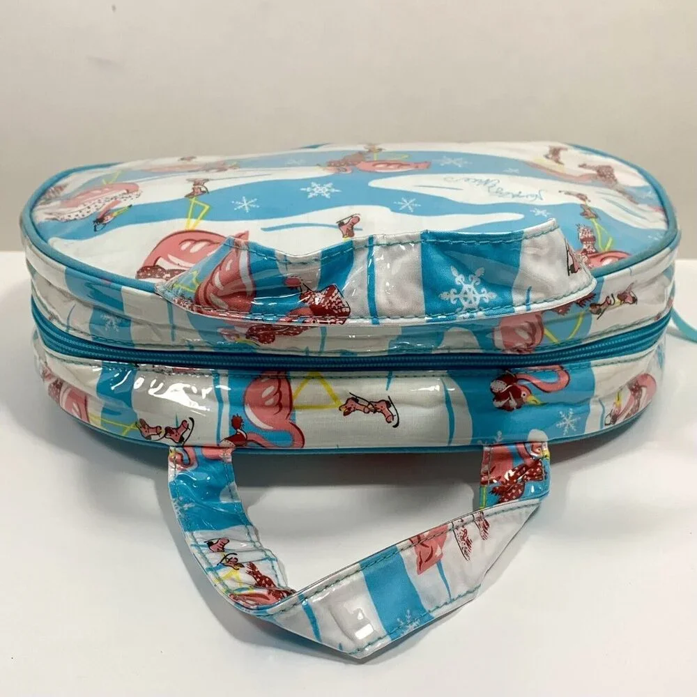 NICK & NORA Naughty & Nice Christmas Flamingo Vinyl Cosmetic Makeup Travel Bag